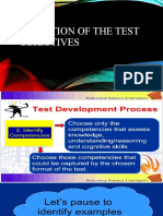 Selection of the test objectives