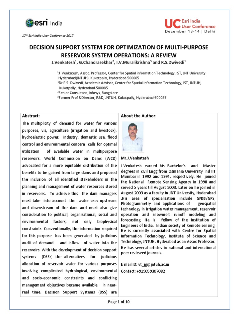UCP17060 Decision Support System For Optimization of Reservoir System ...