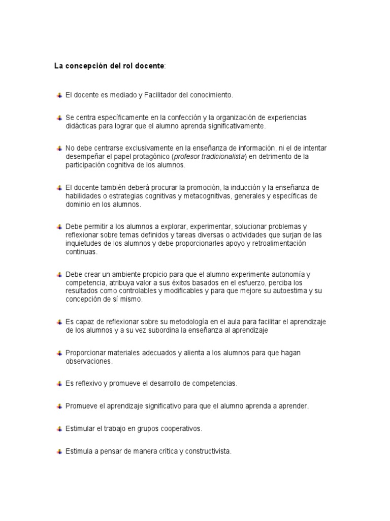 La Concepción Del Rol Docente | PDF | Maestros | Aprendizaje
