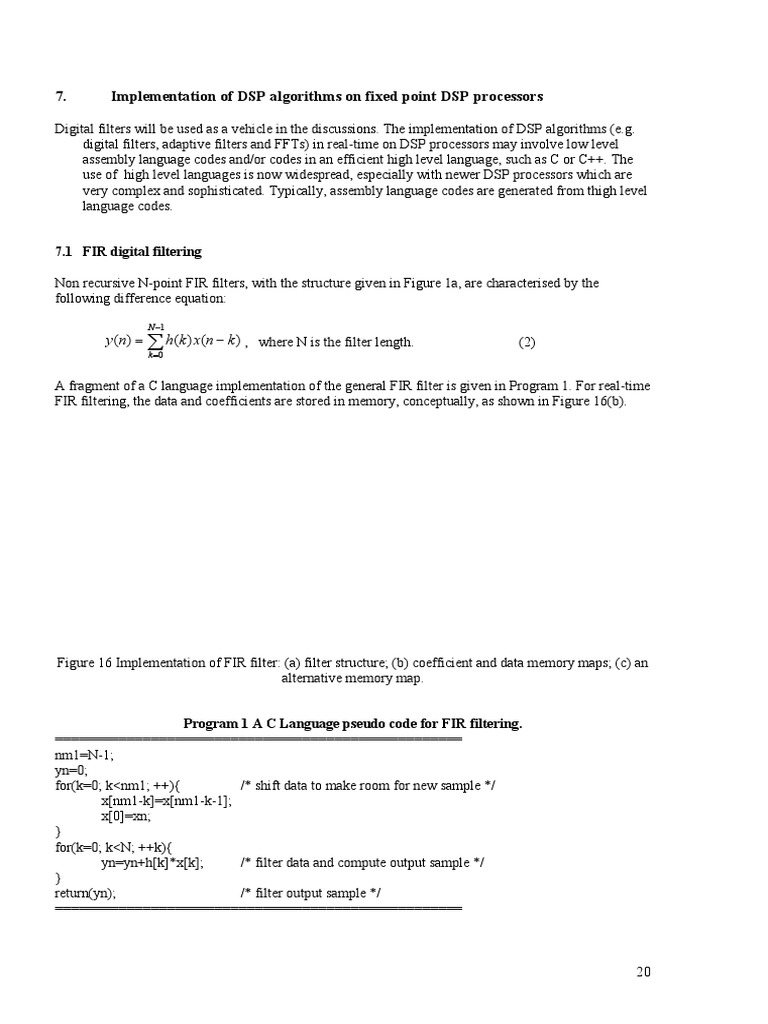 FIR Filter Implementation on Fixed Point DSP | PDF | Digital Signal ...