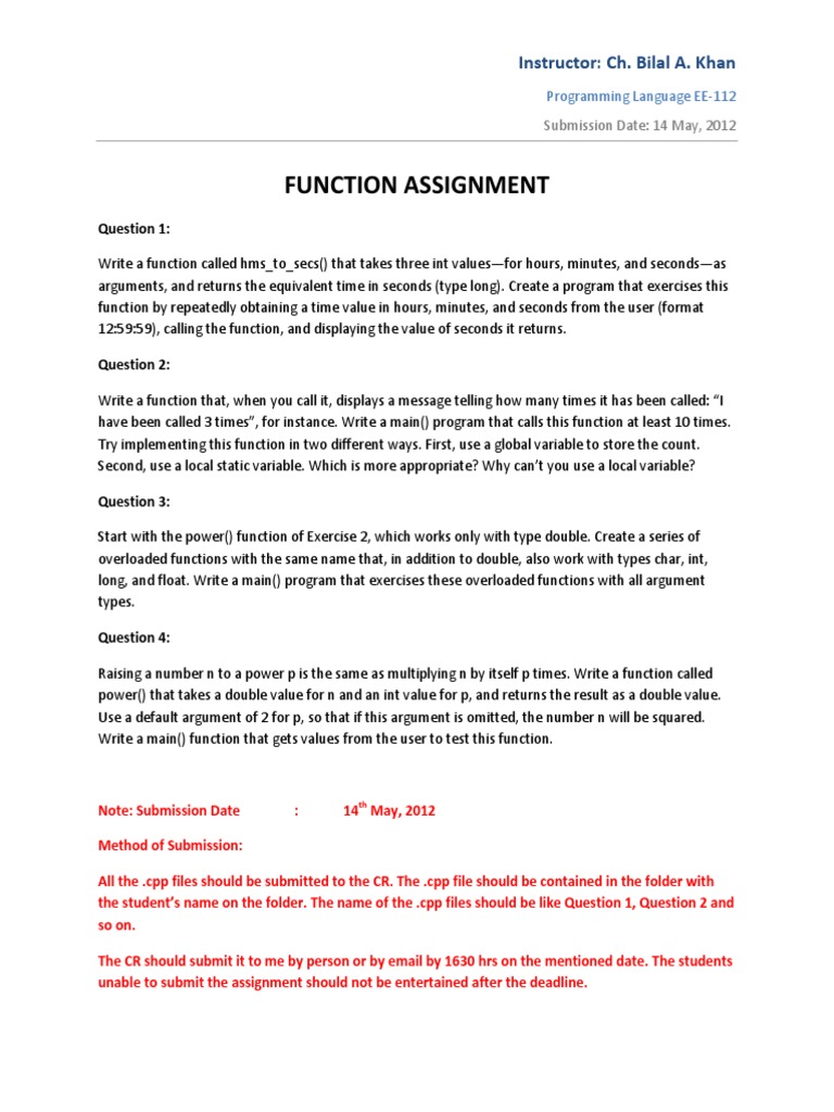 Programming Functions Assignment | PDF
