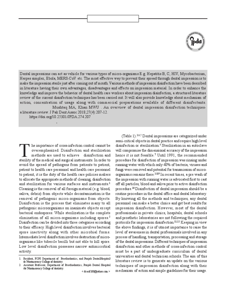 Disinfection of Impression Materials II14 PDF Disinfectant