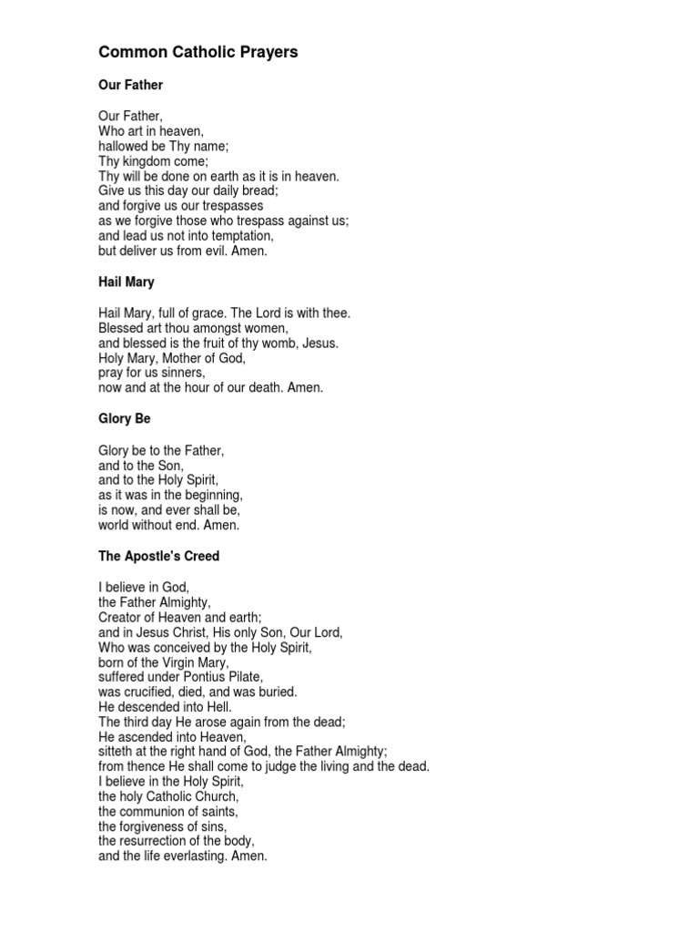 Common Catholic Prayers | PDF | Lord's Prayer | God The Father