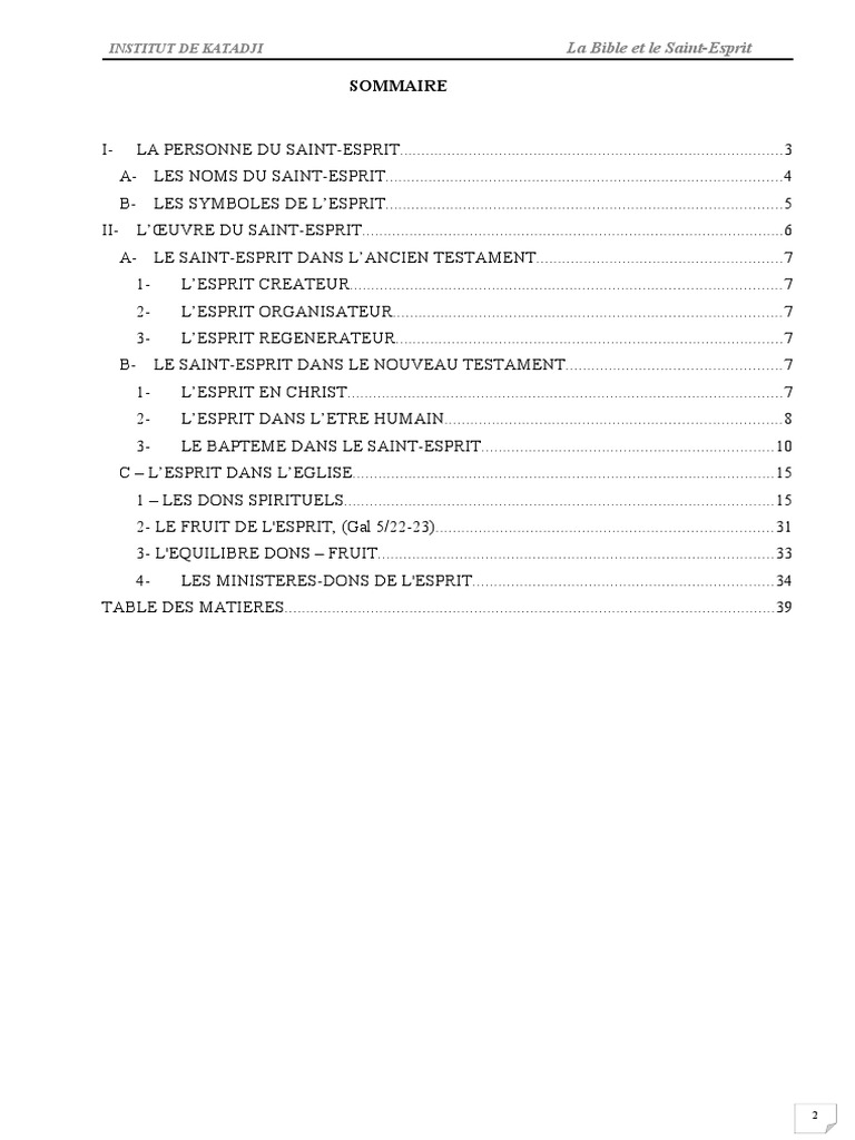La Bible et le Saint-Esprit: Enseignements | PDF | Saint-Esprit | Baptisme