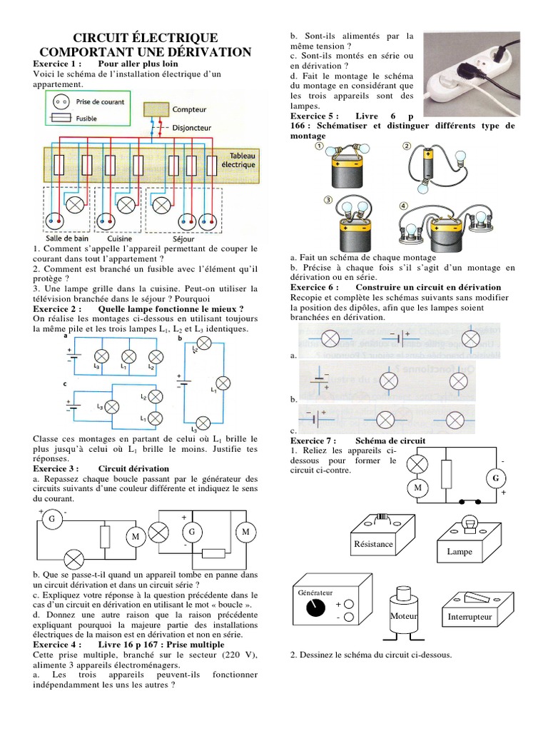 Comment S appelle Un Schema Electrique Avec Plusieurs Boucle Exercices - Electricite 5.3 - Derivation | PDF | Tension électrique |  Électricité