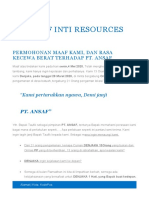 PT Ansaf Inti Resources: Permohonan Maaf Kami, Dan Rasa Kecewa Berat Terhadap Pt. Ansaf