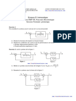 Examen D'Automatique Section SMP S6, Parcours Electronique Session Normale: Printemps