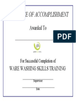 Ware Washing Training Certificate
