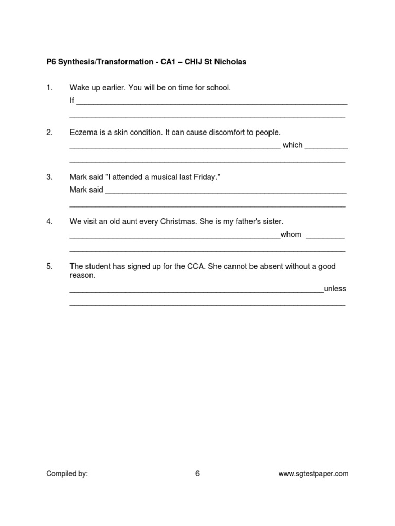 P6 Synthesis/Transformation Exercises | PDF | Self-Improvement ...
