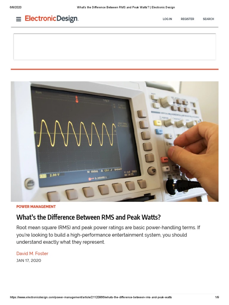 1 What S The Difference Between Rms And Peak Watts Electronic Design Pdf Root Mean Square Loudspeaker