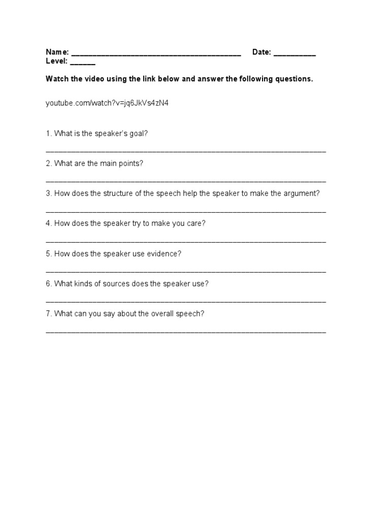 Speech Analysis Questions Guide | PDF