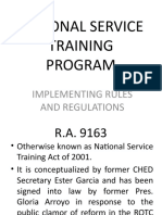 National Service Training Program: Implementing Rules and Regulations