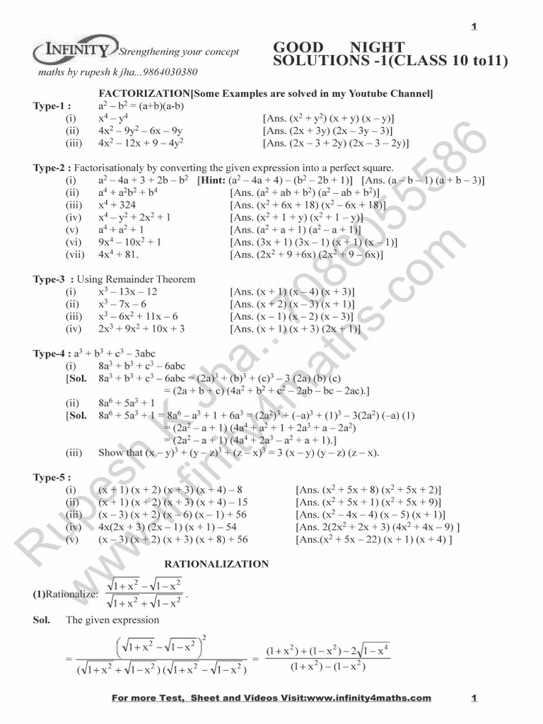 Good Night Solutions Xth To Xith