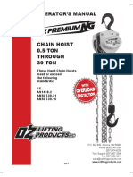 Operator'S Manual: These Hand Chain Hoists Meet or Exceed The Following Standards: CE AS1418.2 ANSI B30.21 ANSI B30.16