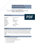 Curriculum Vitae For Wellington Gomo