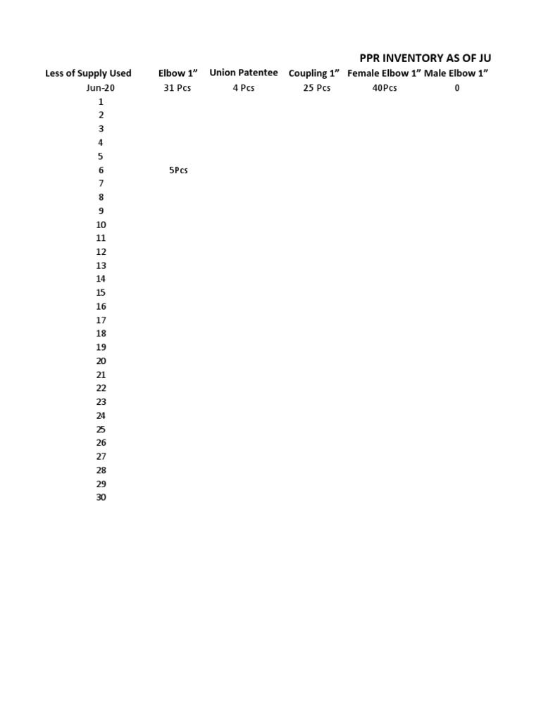PPR Inventory June 2020 | PDF