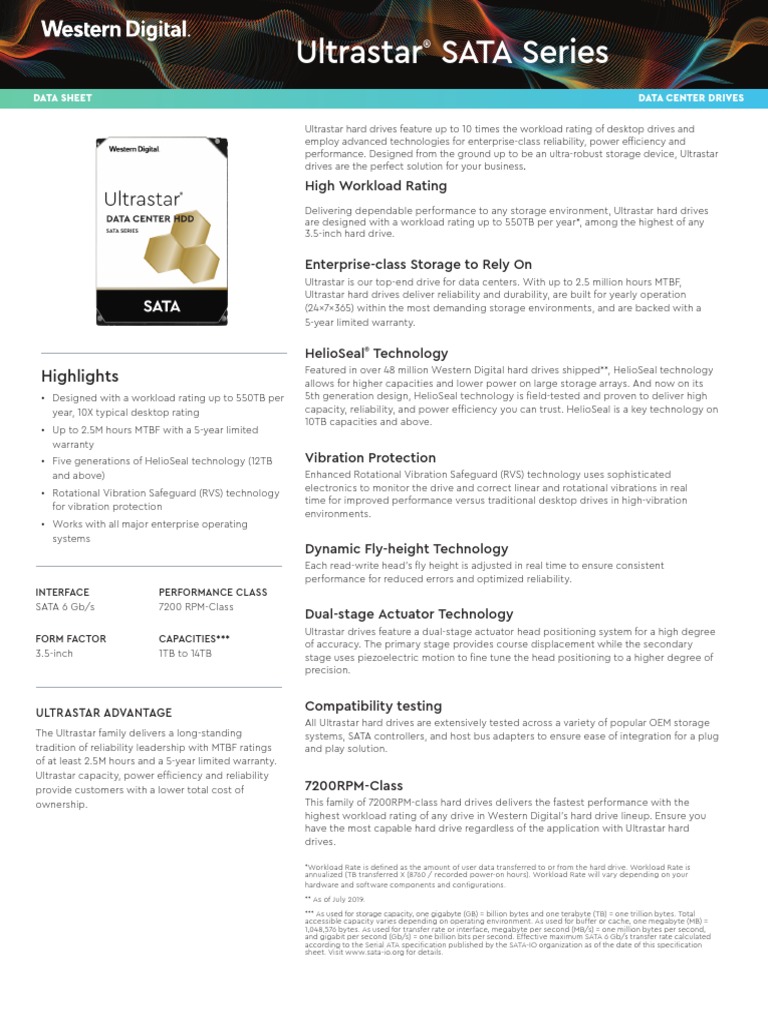 Ultrastar SATA Series Highlights Download Free PDF Hard Disk Drive Reliability Engineering
