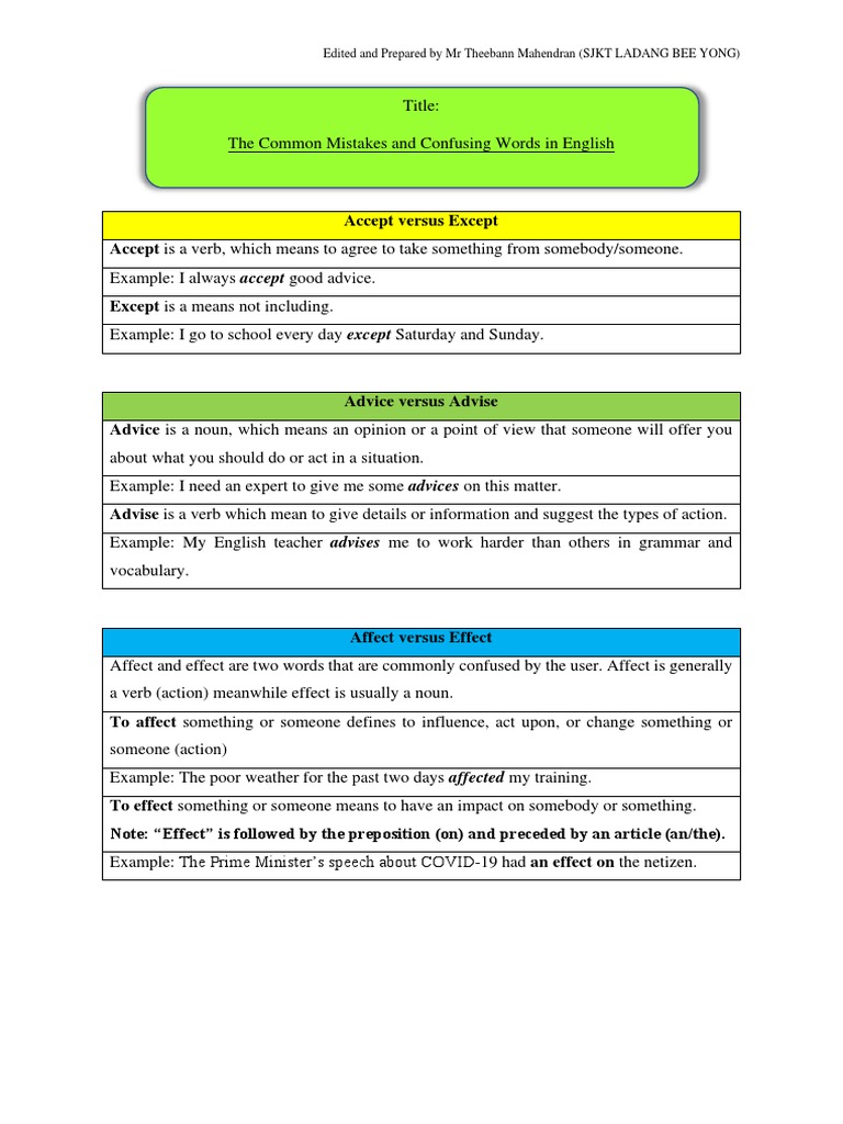 Common English Mistakes Explained | PDF | Verb | English Language