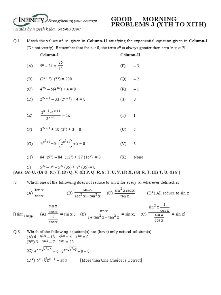 Good Night Solutions 3 Xth To Xith Analysis Algebra