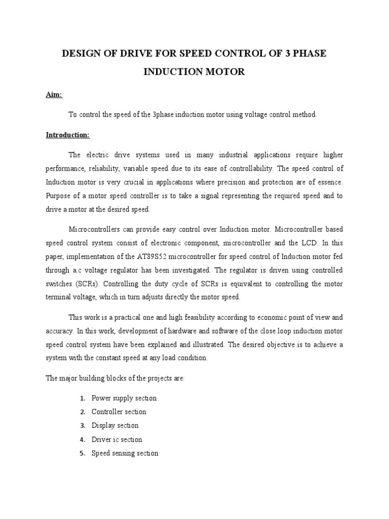 Speed Control of Induction Motor Design | PDF | Electric Motor ...