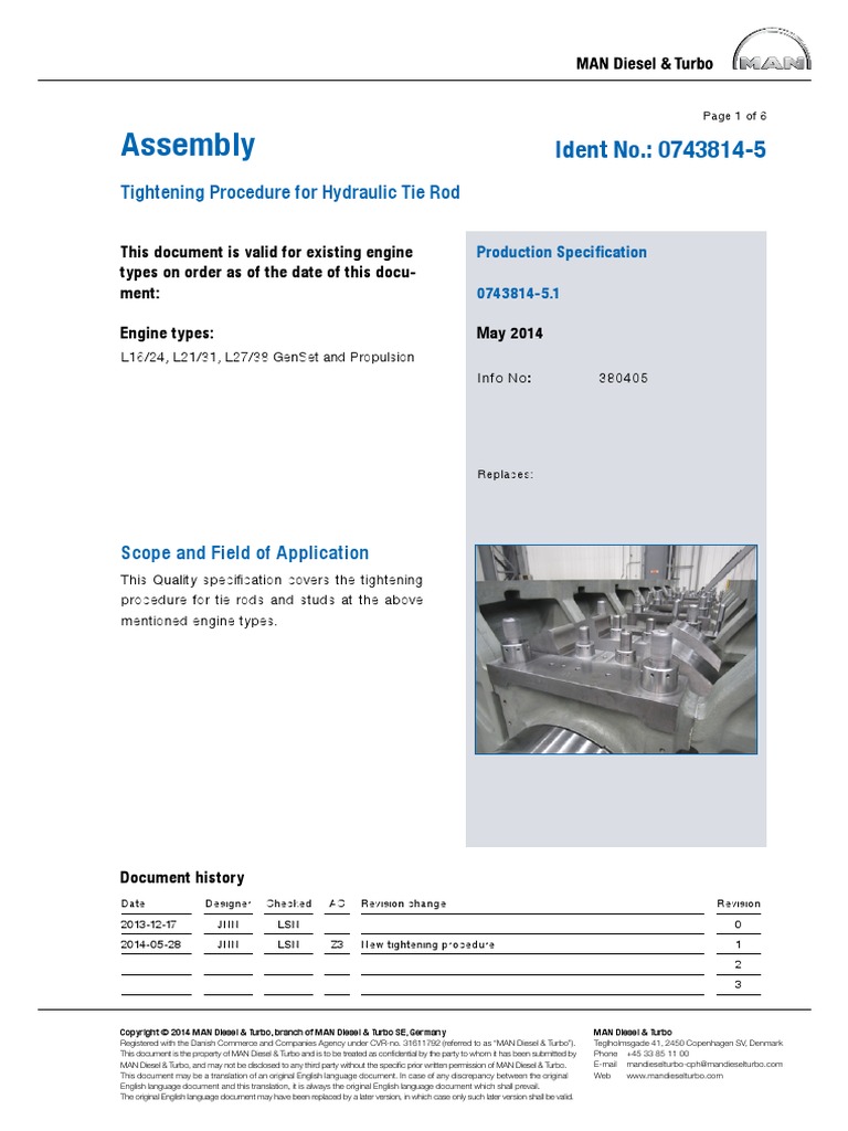 Tightening Procedure For Tie Rod PDF PDF Turbocharger Nut (Hardware)