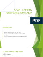 Merchant Shipping Ordinance 1960 Sabah: Prepared By: Ahmad Fitri Bin Ahmad Shabudin 56360119001