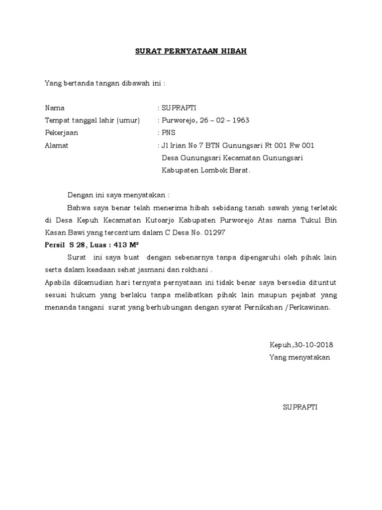 Surat Pernyataan Jejaka