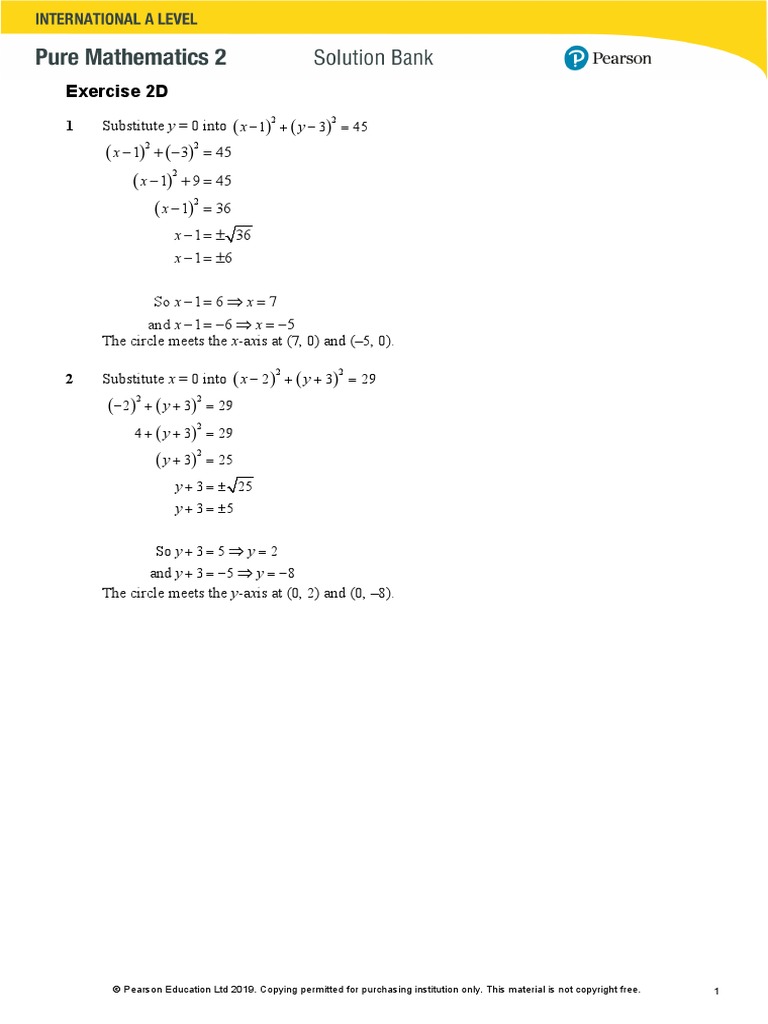 Edexcel IAL P2 Exercise 2D (Solution) | PDF | Geometric Shapes ...
