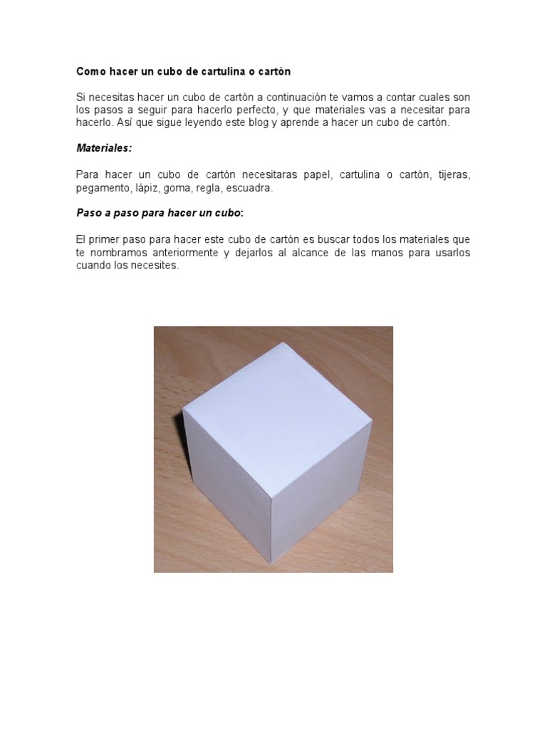 Como Hacer Cubo De Fotos Como Hacer Un Cubo de Cartulina o Cartón | PDF