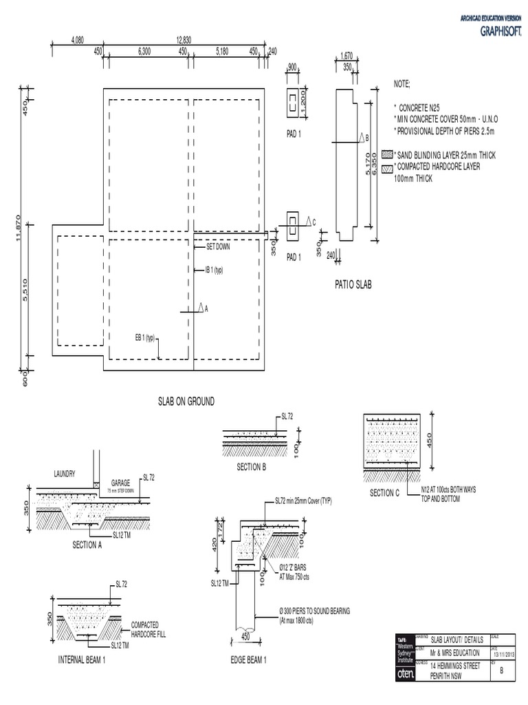 Structural Steel Layout & Slab Detail Drawing | PDF | Structural ...