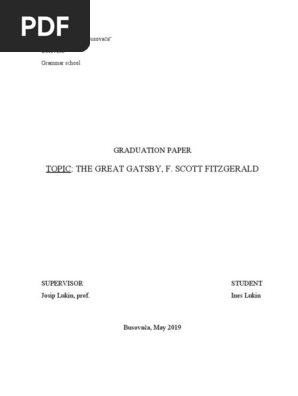 Maturski Rad THE GREAT GATSBY (Ines Lukin) | PDF | F. Scott