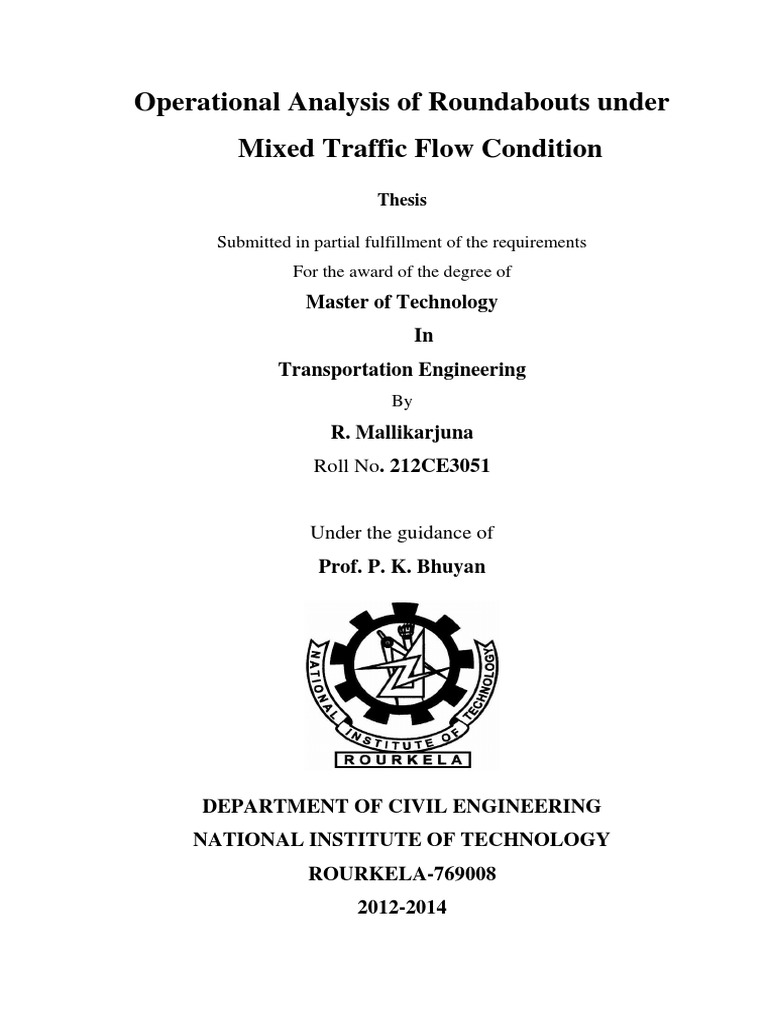 Operational Analysis of Roundabouts Under Mixed Traffic Flow Condition ...
