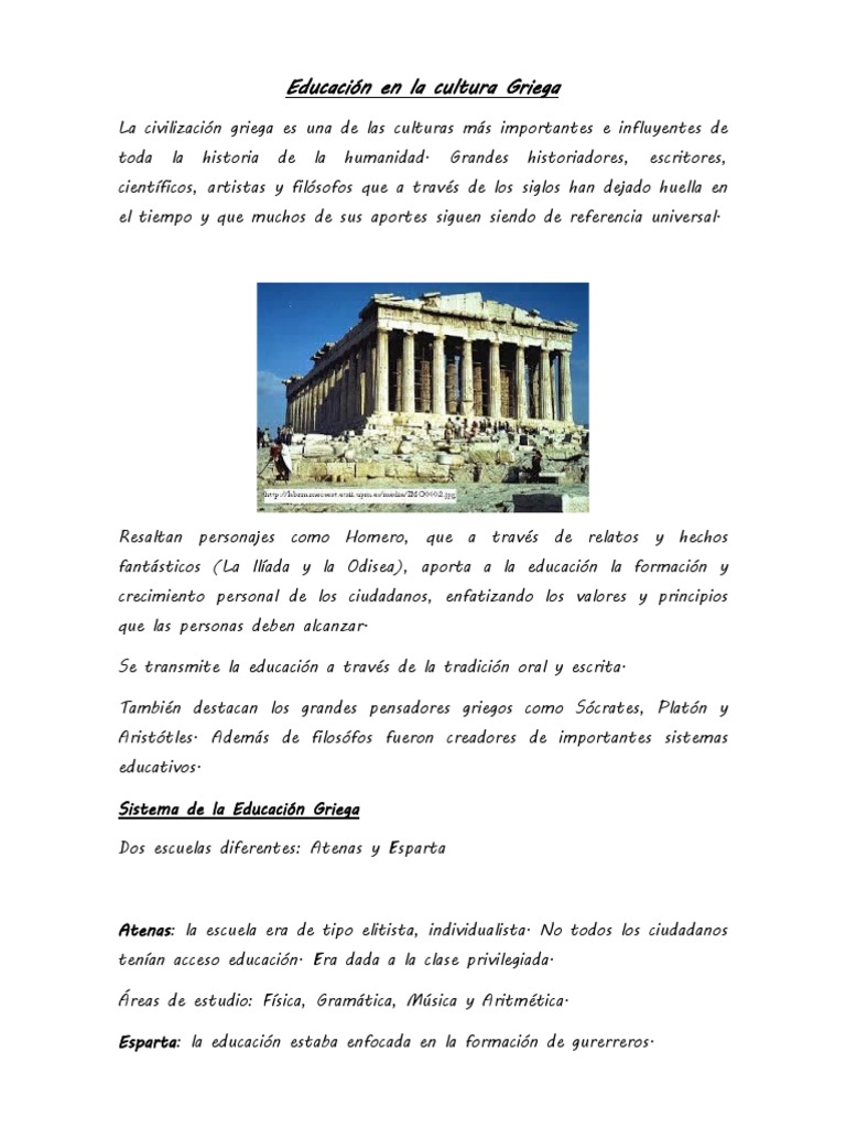 Educación en la Antigua Grecia | PDF | Antigua Grecia | Sócrates