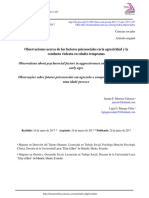 Observaciones Acerca de Los Factores Psicosociales en La Agresividad y La Conducta Violenta en Edades Tempranas