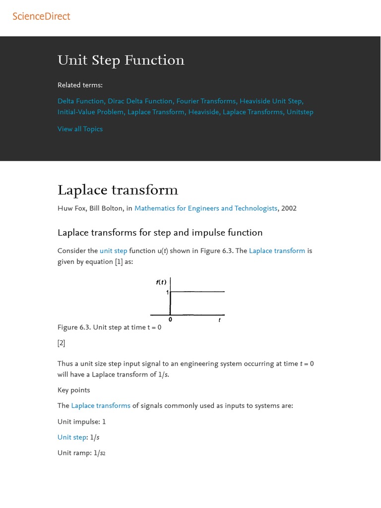 Unit Step Function | PDF | Distribution (Mathematics) | Laplace Transform