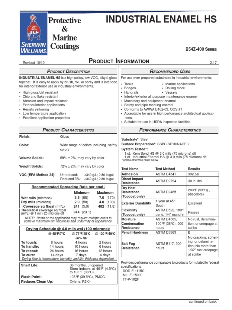 Industrial Enamel HS Protective & Marine Coatings PDF Paint