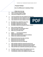 Simple Past Vs - Present Perfect: Worksheet: Azar: Fundamentals of English Grammar, Chart 4-4