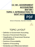 Acc 181-Government Accounting Baf-Bs I Topic 1: Introduction To Govt Accounting