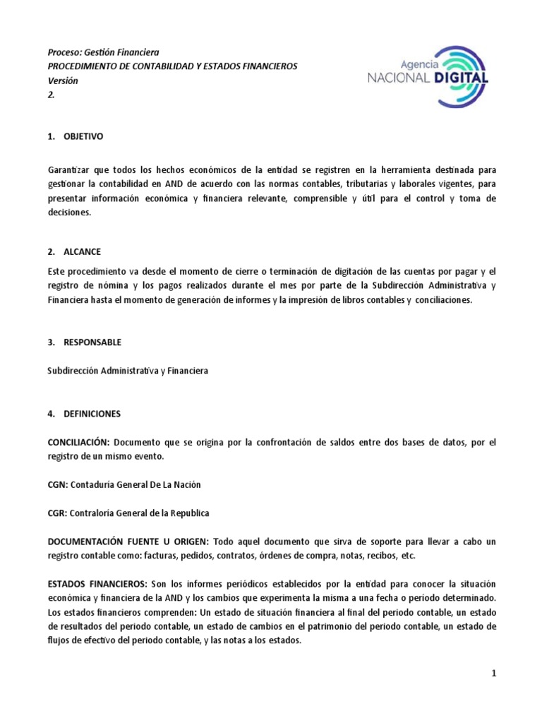 Procedimiento de Contabilidad Financiera | PDF | Estado financiero ...