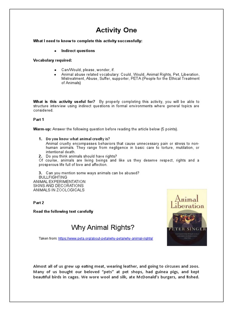Animal Cruelty Interview. PDF Animal Rights Cruelty To Animals