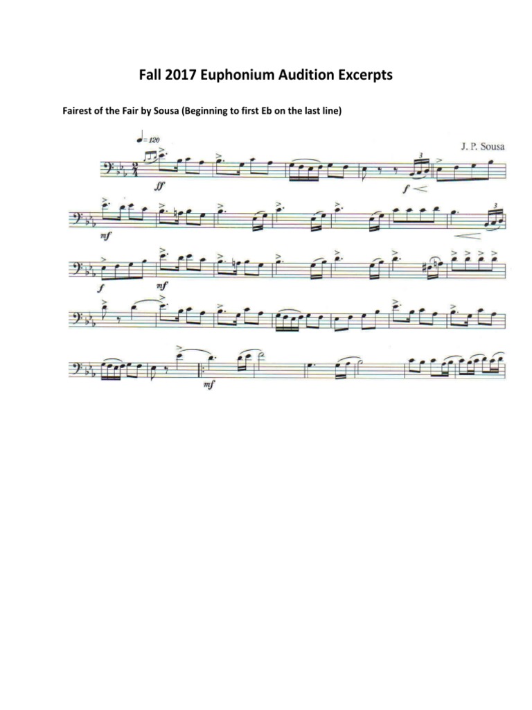Fall 2017 Euphonium Audition Excerpts Fairest of The Fair by Sousa