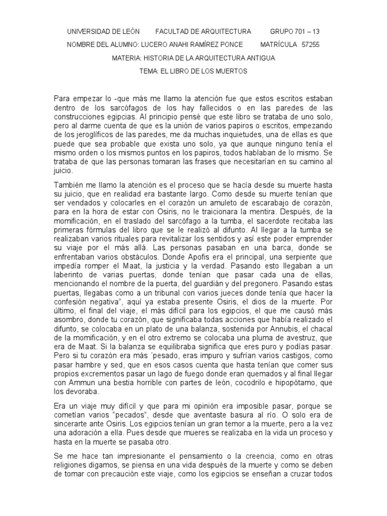 El Libro de los Muertos: Creencias Egipcias | PDF | Religión y creencia
