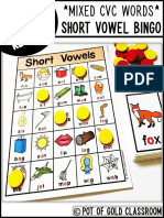 Short Vowel Bingo: ©pot of Gold Classroom