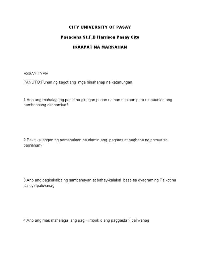 Essay Type | PDF