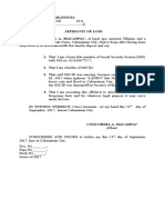 Affidavit of Loss SSS Idlando