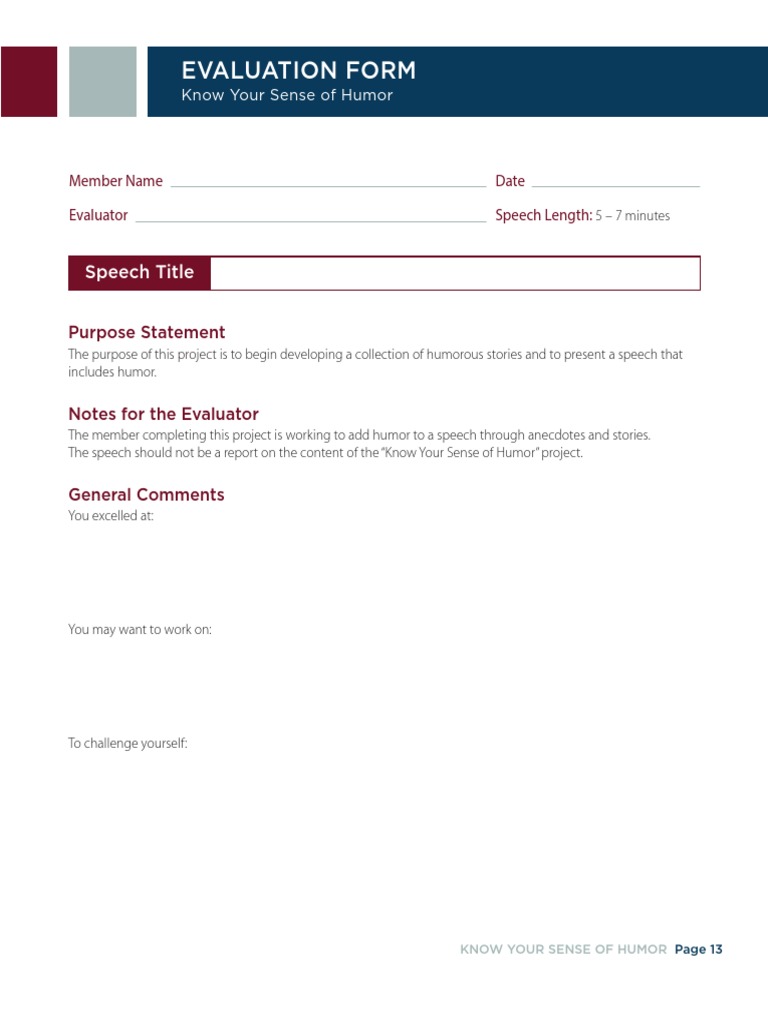 Know Your Sense of Humor Evaluation Form | PDF | Humour | Gesture
