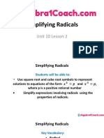 Simplifying Radicals: Unit 10 Lesson 2