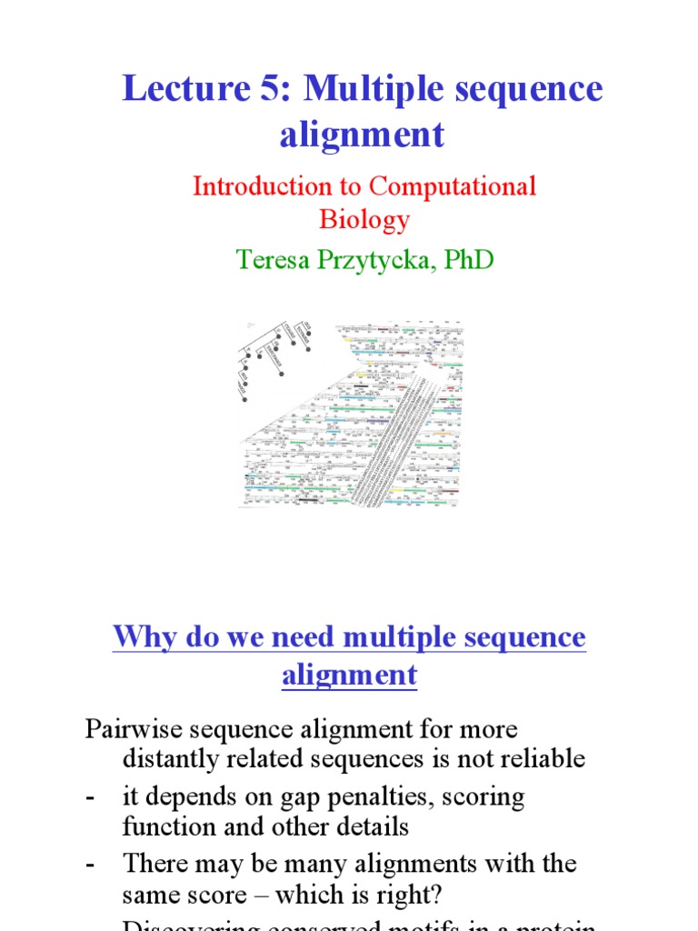 Lecture 5: Multiple Sequence Alignment: Introduction To Computational ...