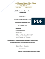 Convocatoria Domingo 16 de Junio de 2019