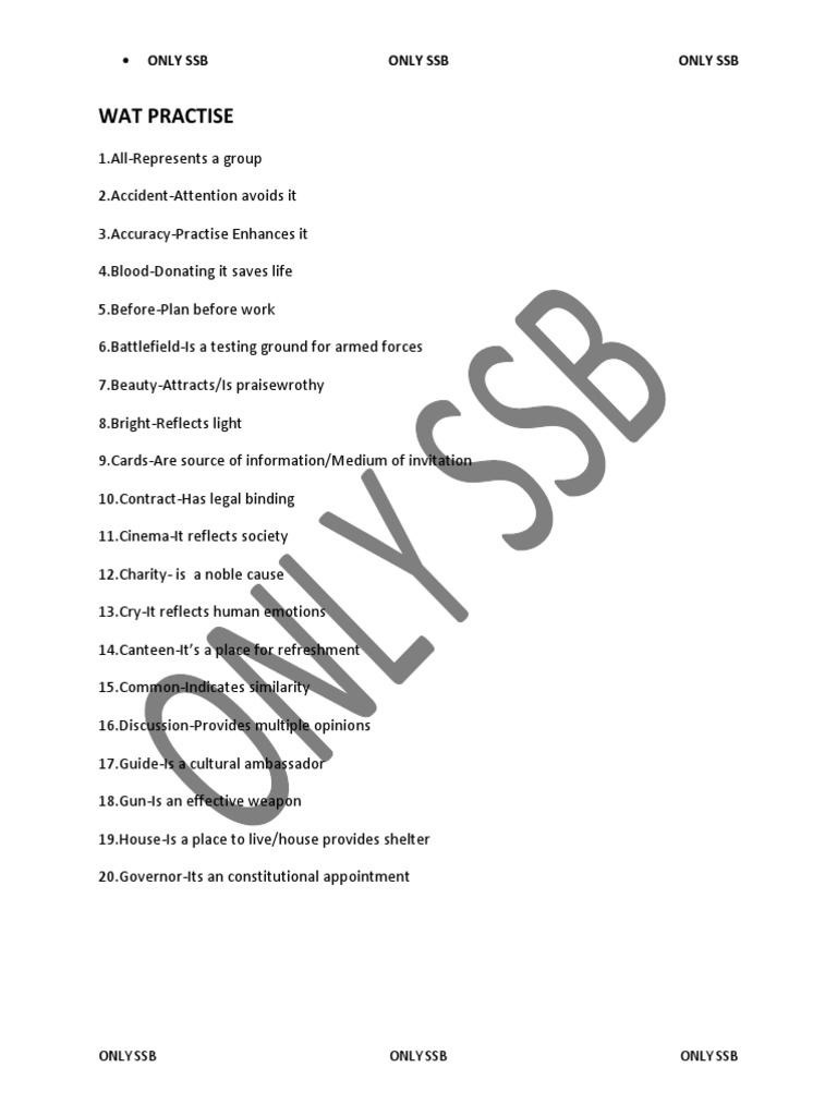 WAT Practice Guide: Key Concepts | PDF